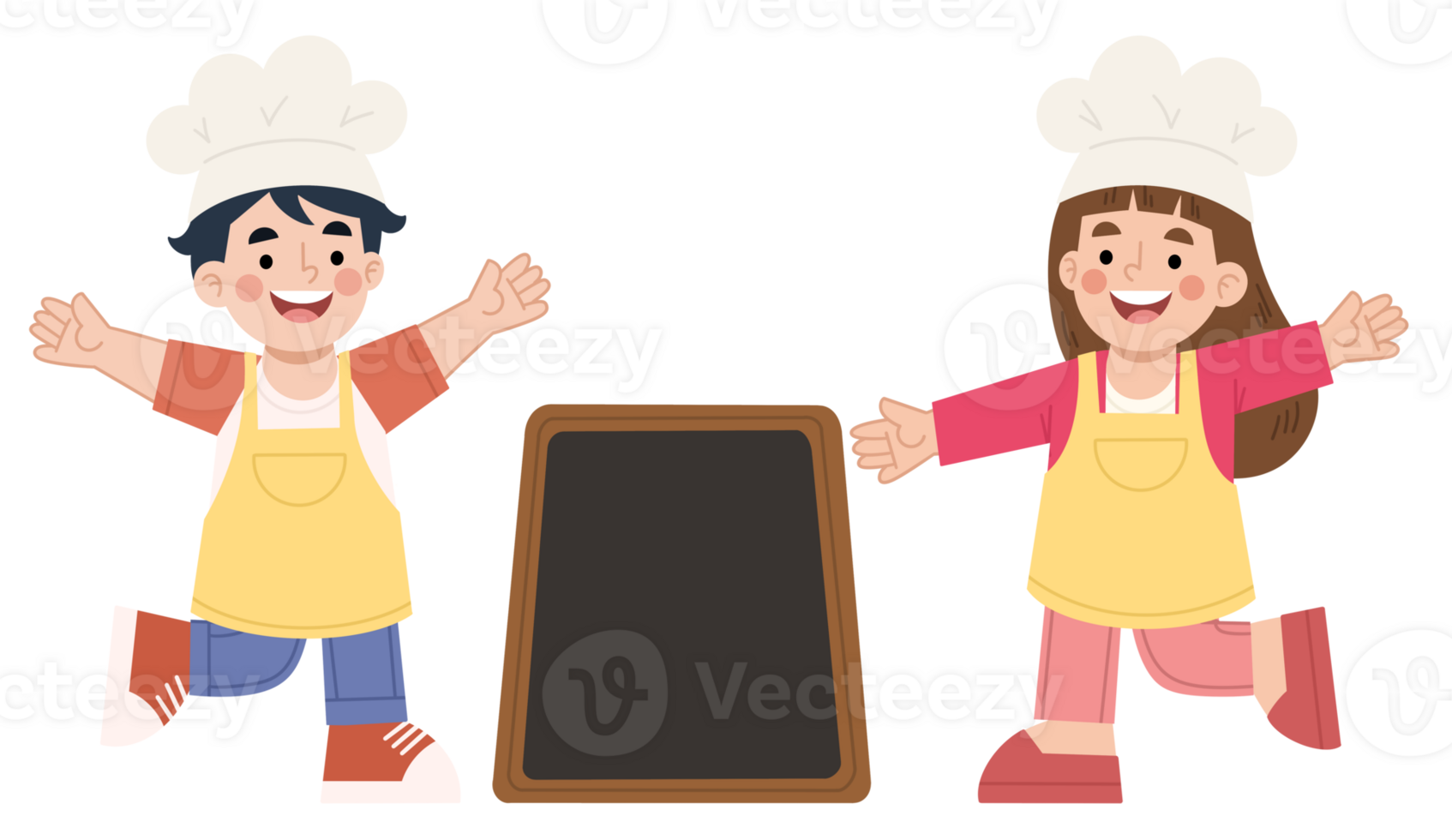 Illustration of male and female chefs with chalkboard png