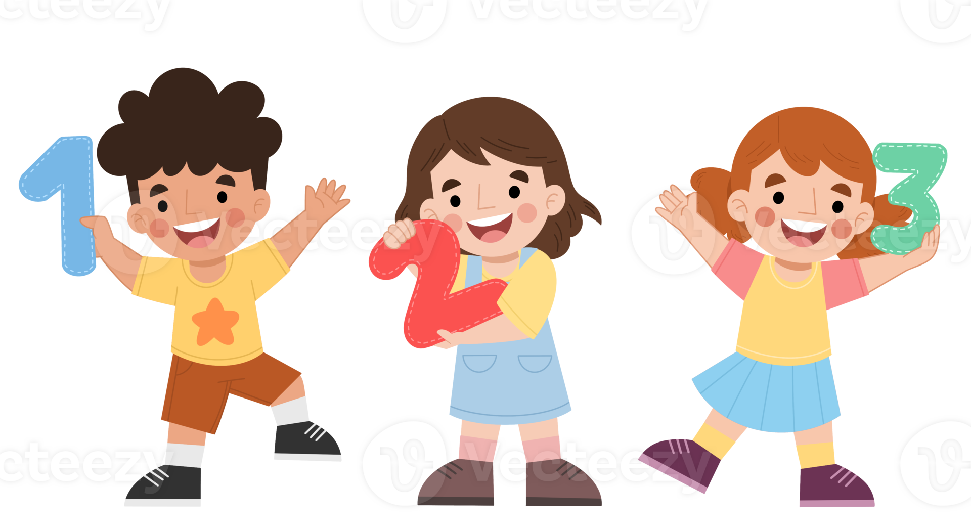 Illustration of cheerful children learning numbers 54237547 png