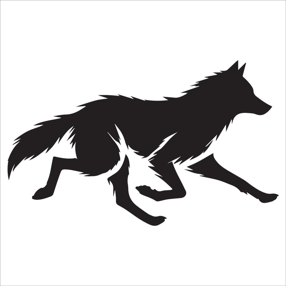 Running Wolf Silhouette Collection vector