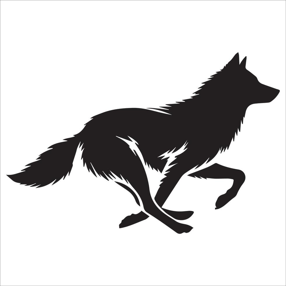 Silhouette of a Running Wolf vector