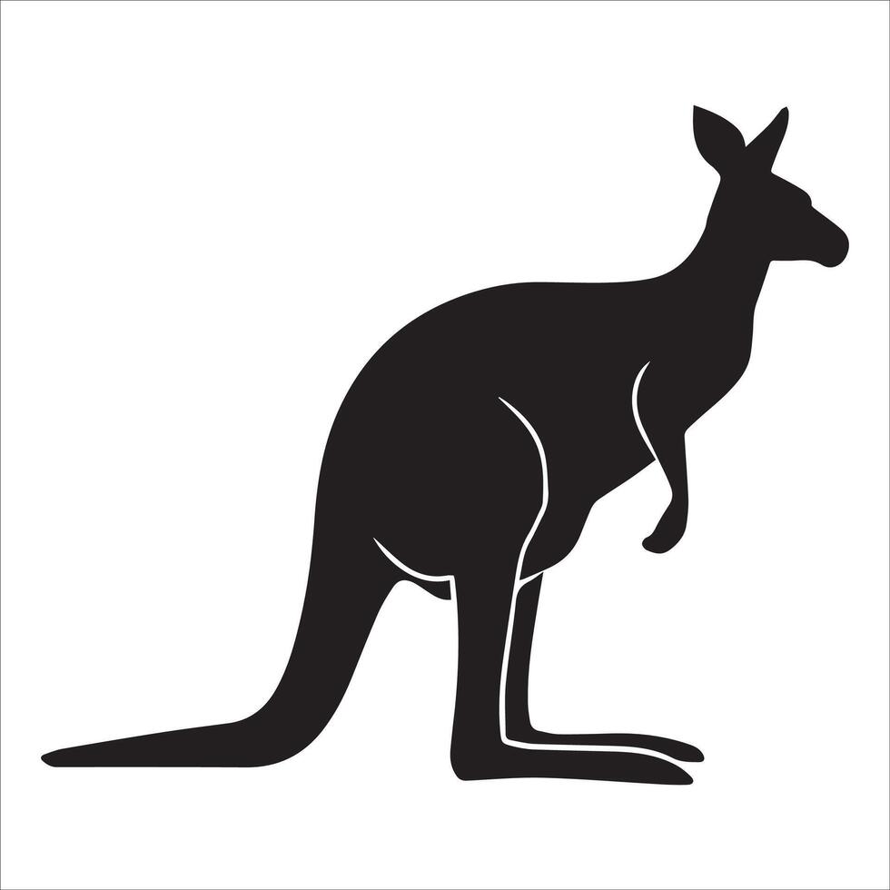 Kangaroo in Upright Pose Silhouette vector