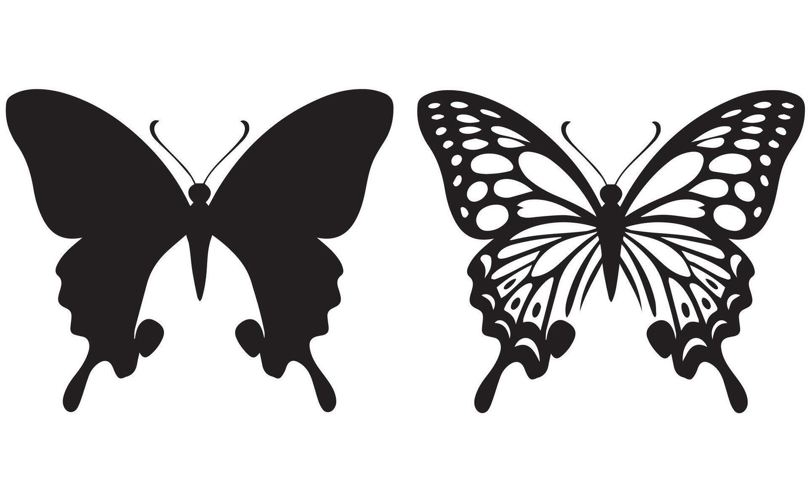 Intricate Butterfly Silhouette with Nature Elements vector