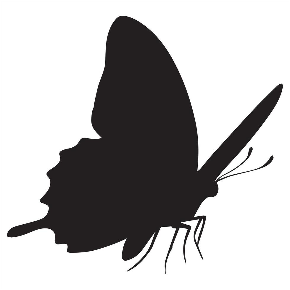 Delicate Butterfly Silhouette with Floral Details vector