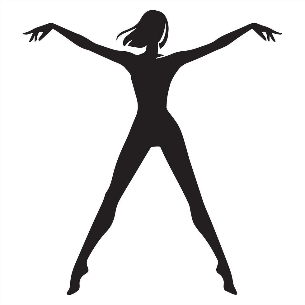 Empowered Standing Fitness Pose Outline vector