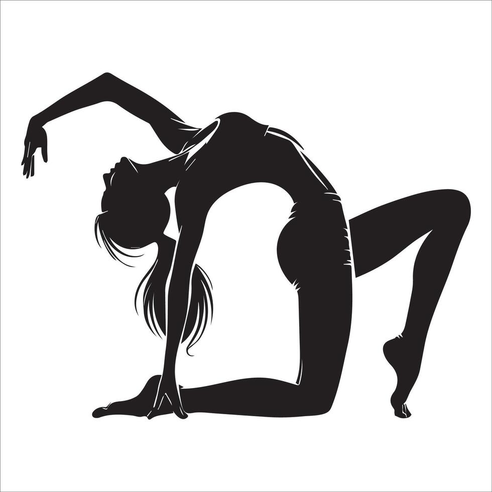 Deep Stretch Kneeling Yoga Pose Silhouette vector