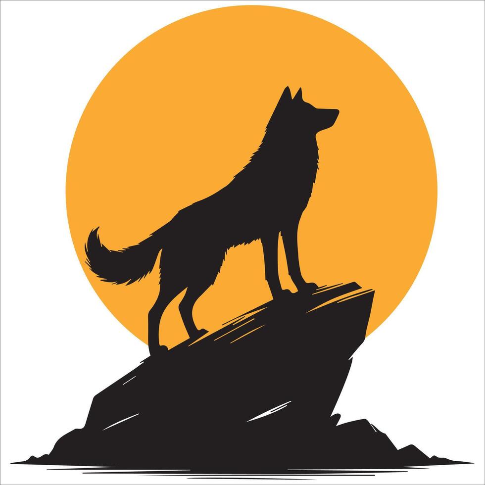 Lone Wolf Howling at the Moon vector