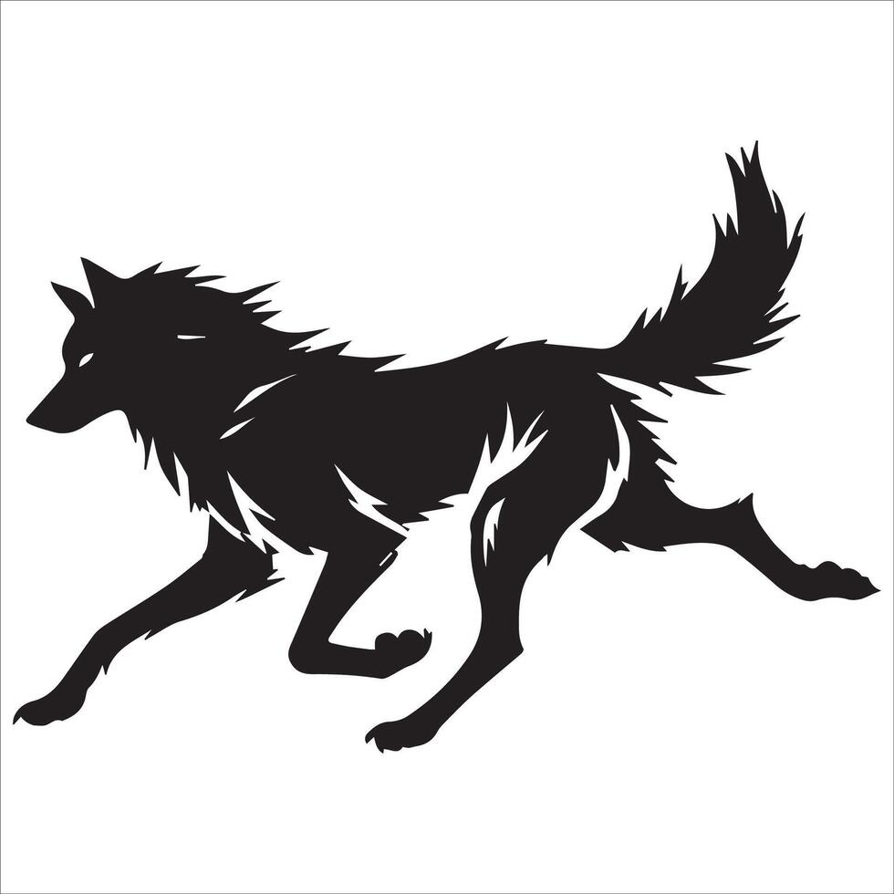 Powerful Running Wolf Silhouette vector