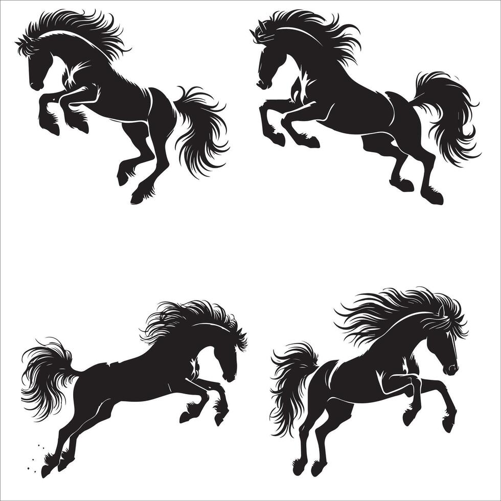Galloping Horse Silhouettes Collection vector