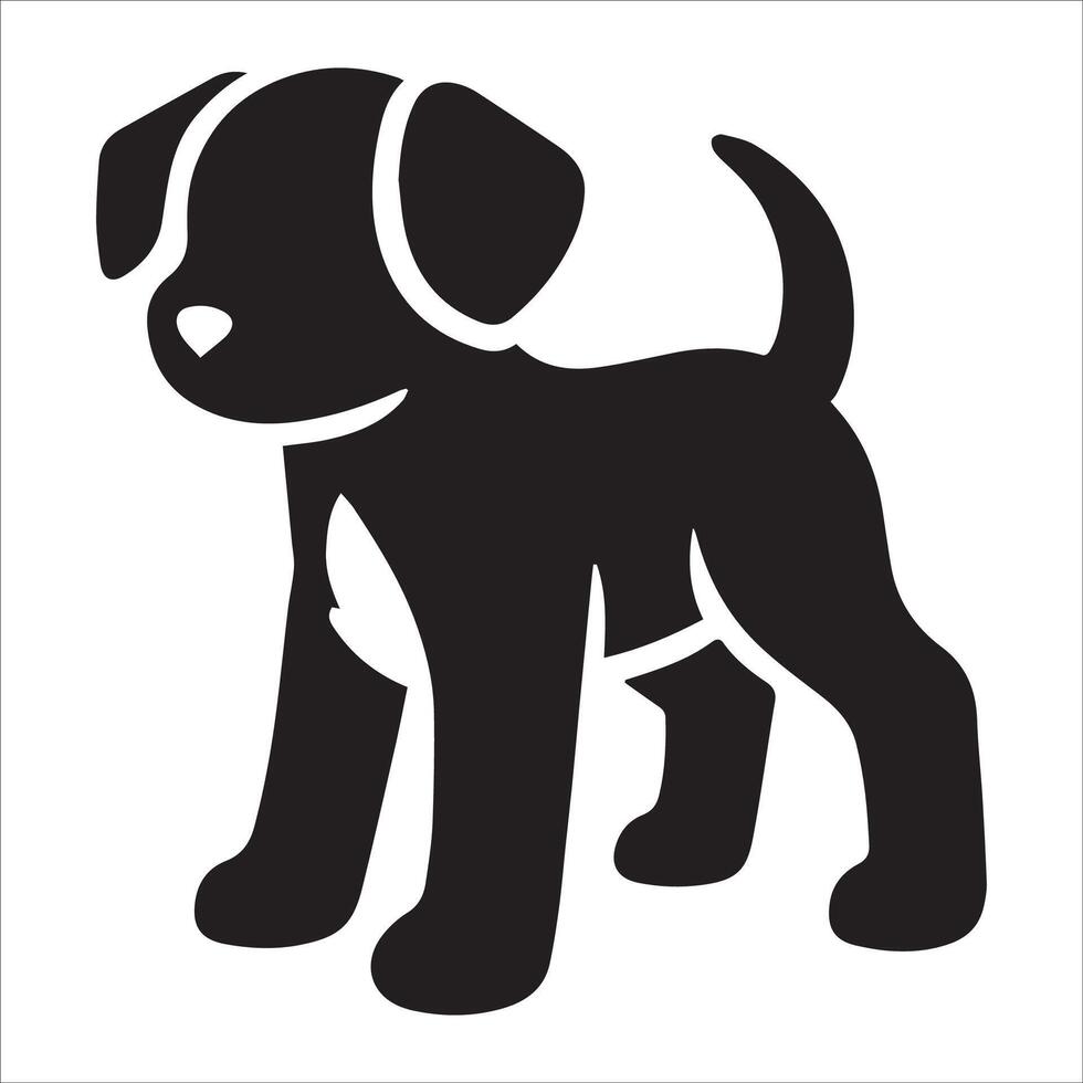 Happy Puppy Silhouette with Floppy Ears vector