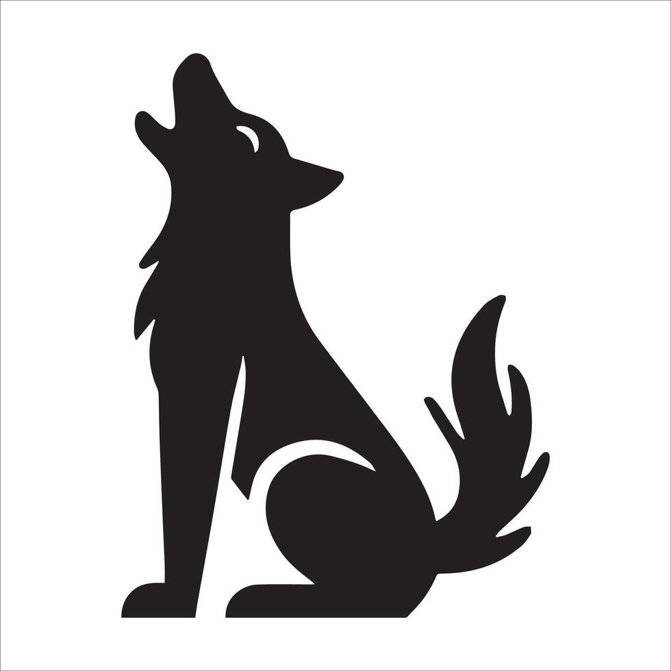 Howling Dog Silhouette with Curved Tail vector
