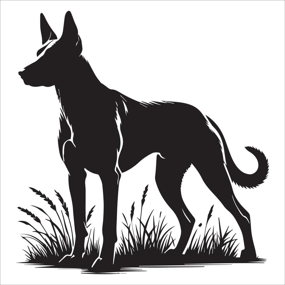 Dog Silhouette in Alert Stance vector