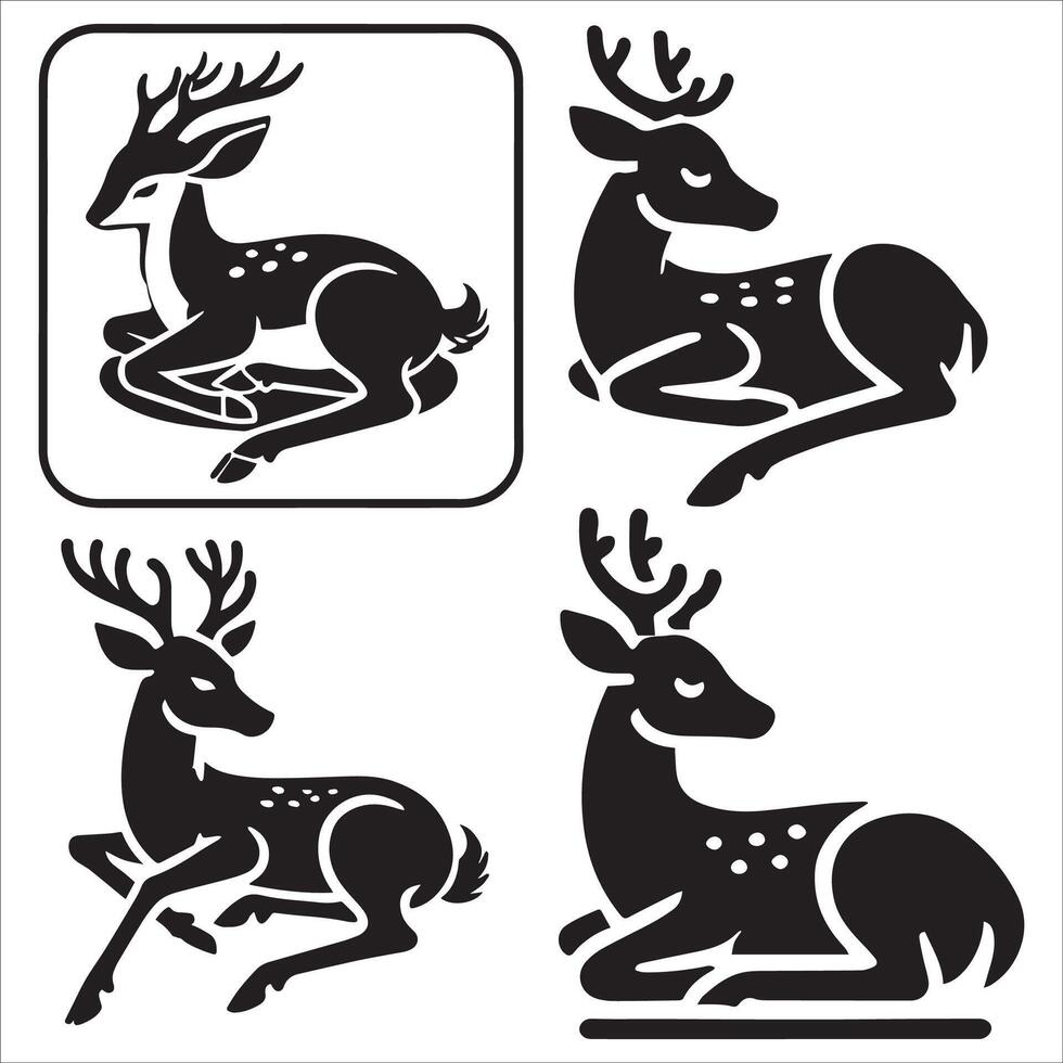Relaxed Deer Silhouette with Small Antlers vector