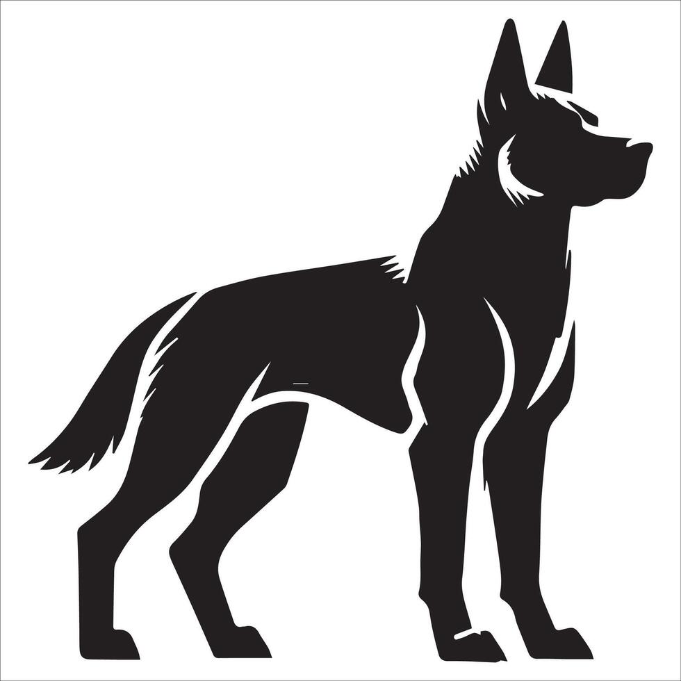 Attentive Dog Silhouette with Sharp Ears vector