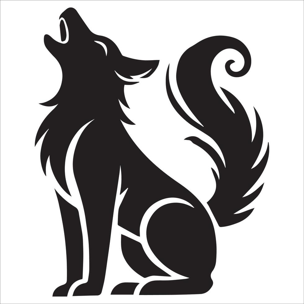 Dog Silhouette in a Howling Pose vector