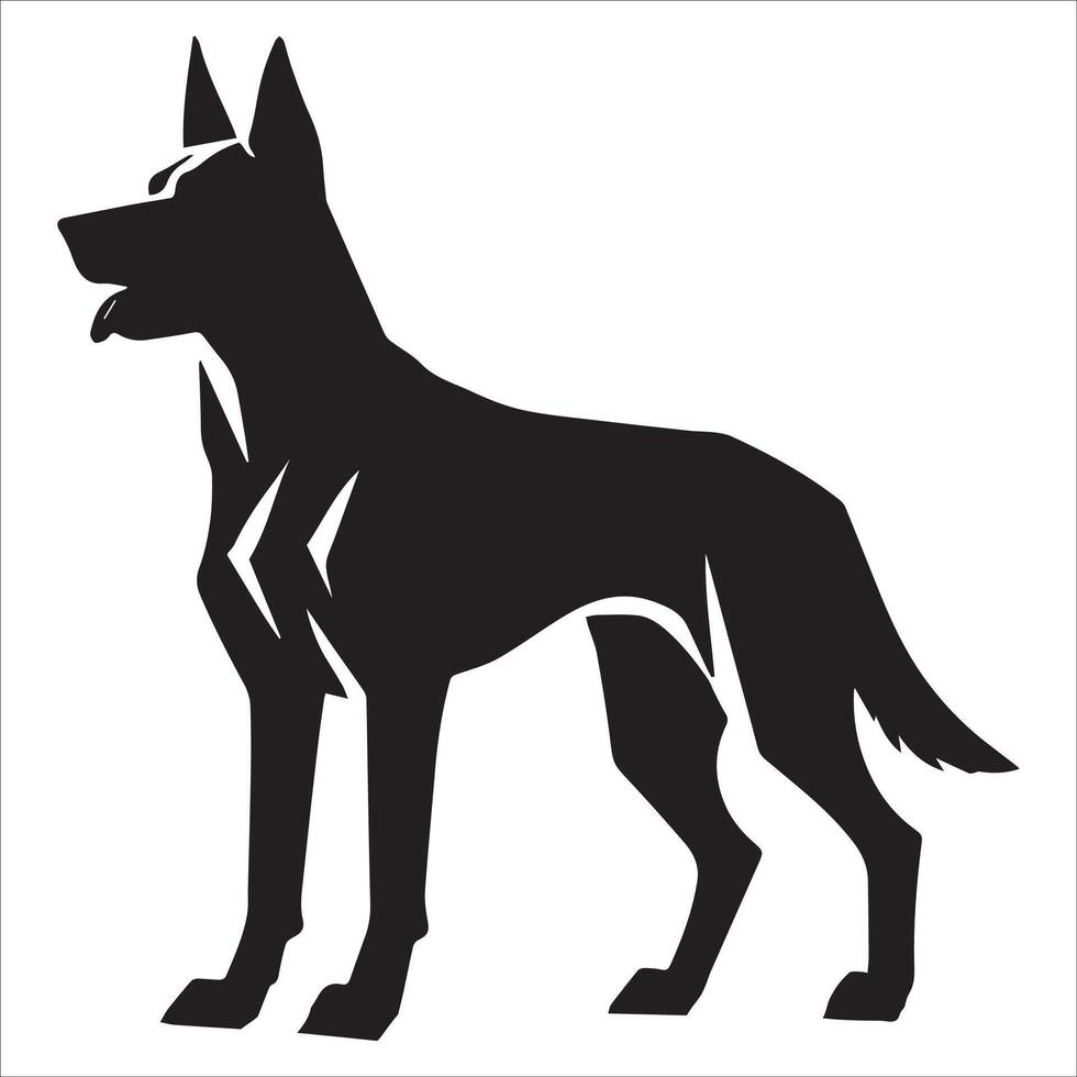Standing Dog Silhouette in Watchful Pose vector