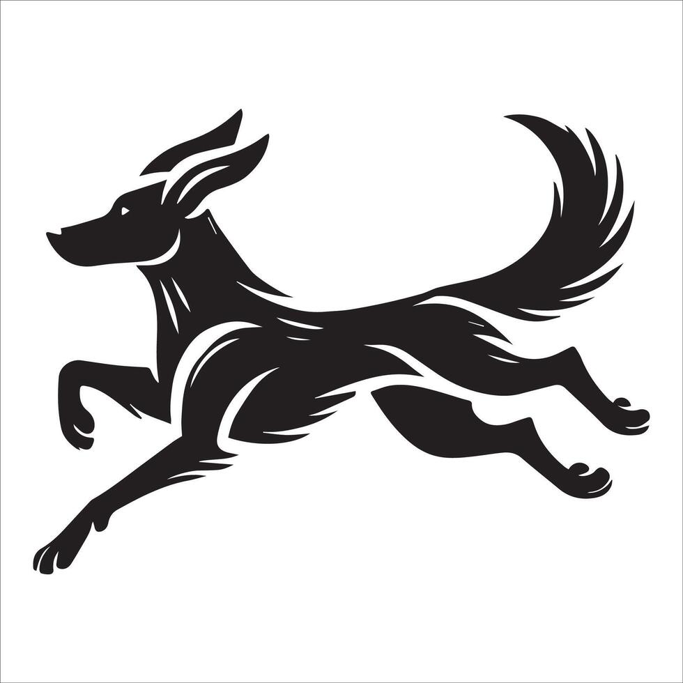 Dog Silhouette Captured in Full Stride vector