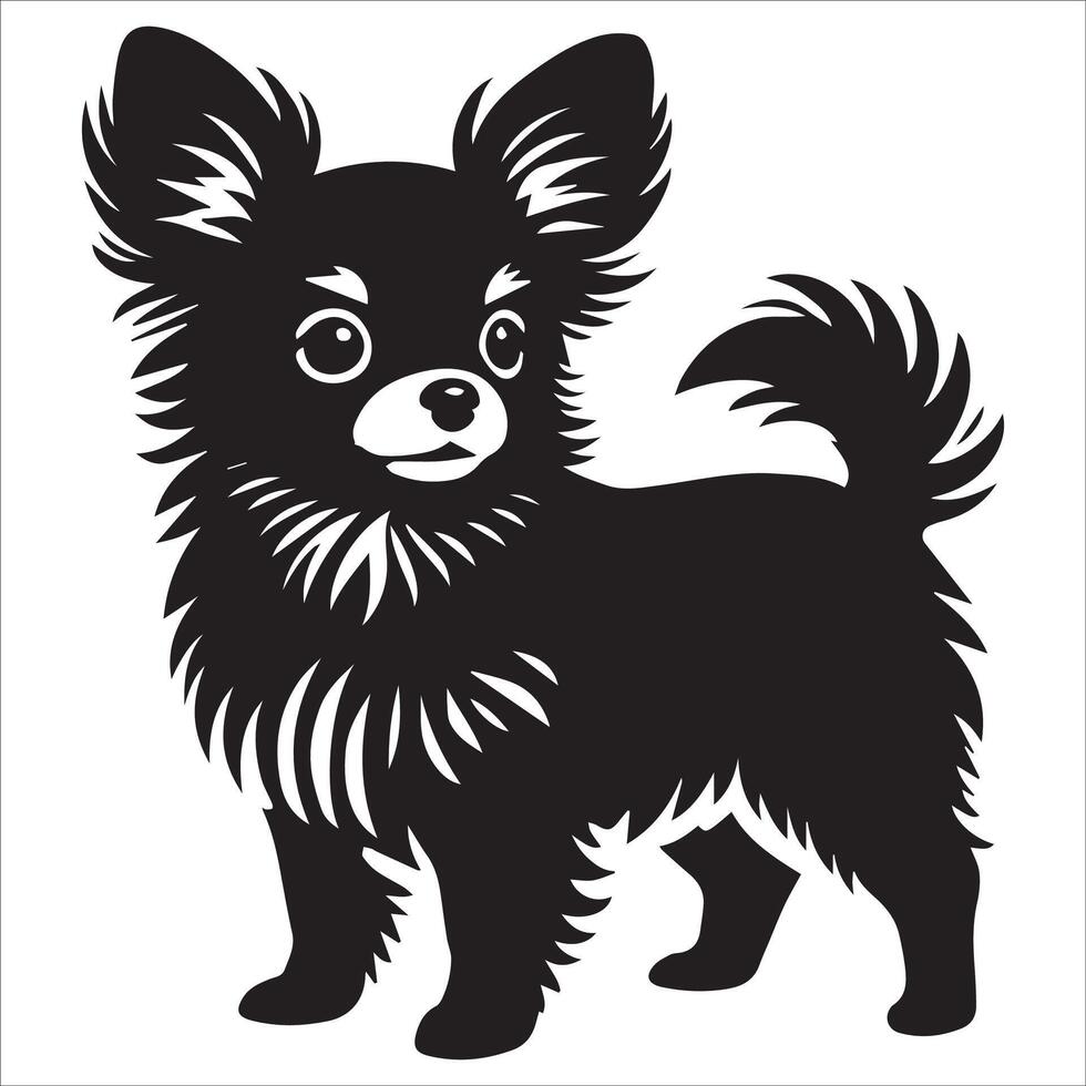 Small Dog Silhouette with Fluffy Tail vector