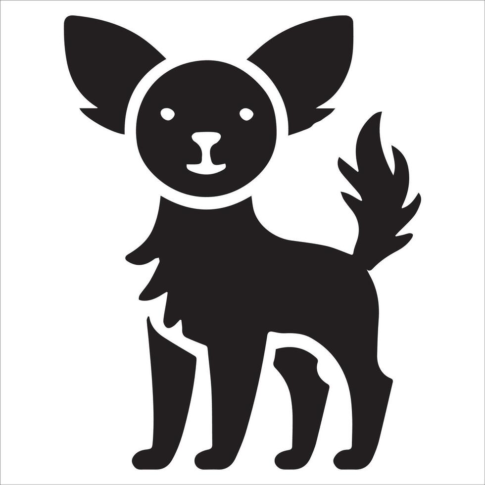 Fluffy Tailed Dog Silhouette Outline vector