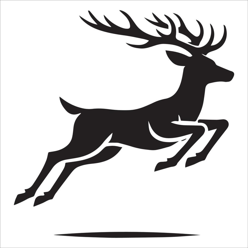 Leaping Deer Silhouette with Outstretched Legs vector