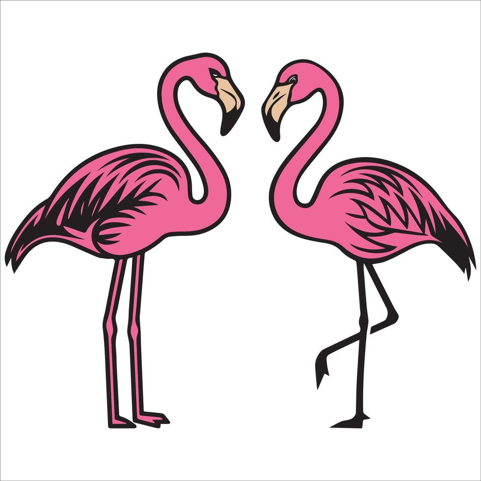 Flamingo Silhouette with One Leg in the Air vector