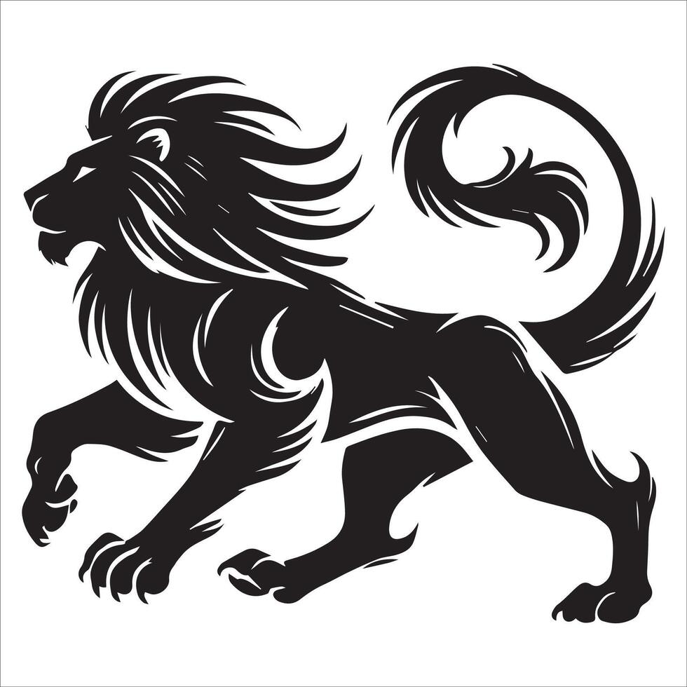 Dynamic Lion Silhouette Walking Boldly vector