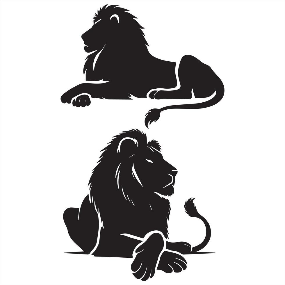 Lion Gazing Into the Distance Silhouette Set vector
