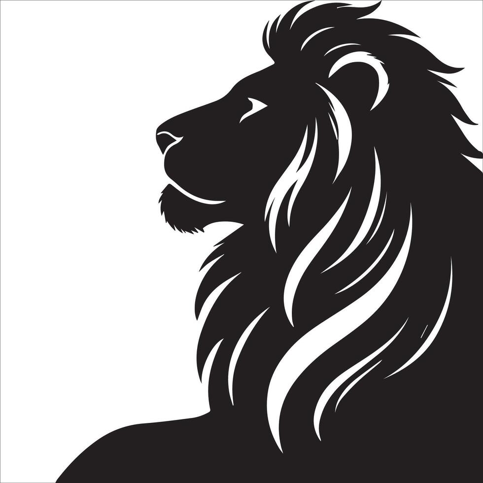 Serene Lion Silhouette in Royal Sitting Pose vector