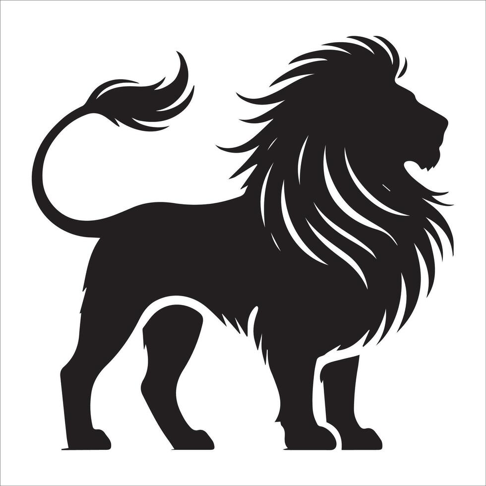 Graceful Regal Lion Silhouette Resting vector