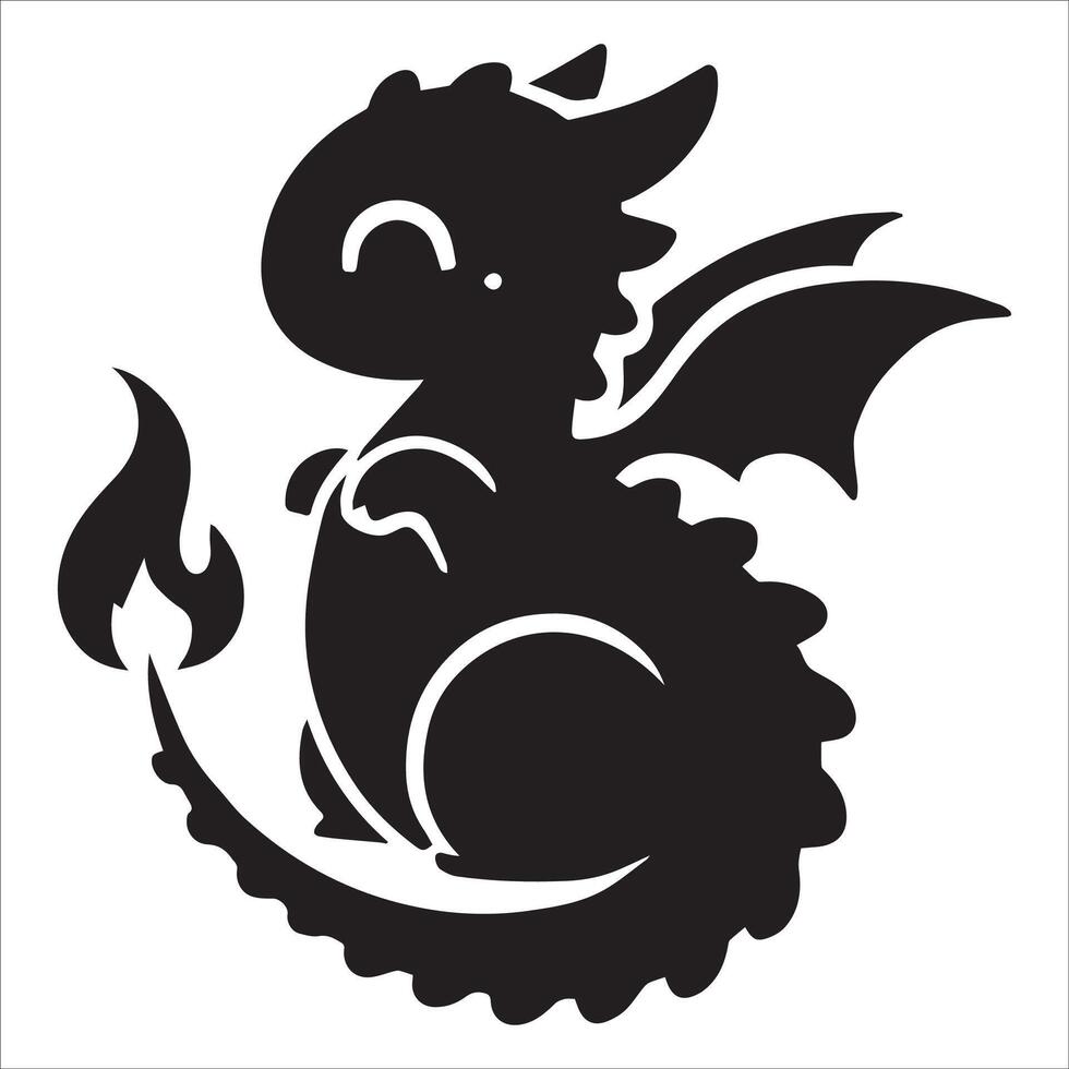 Baby Dragon with Pointy Ears Outline vector