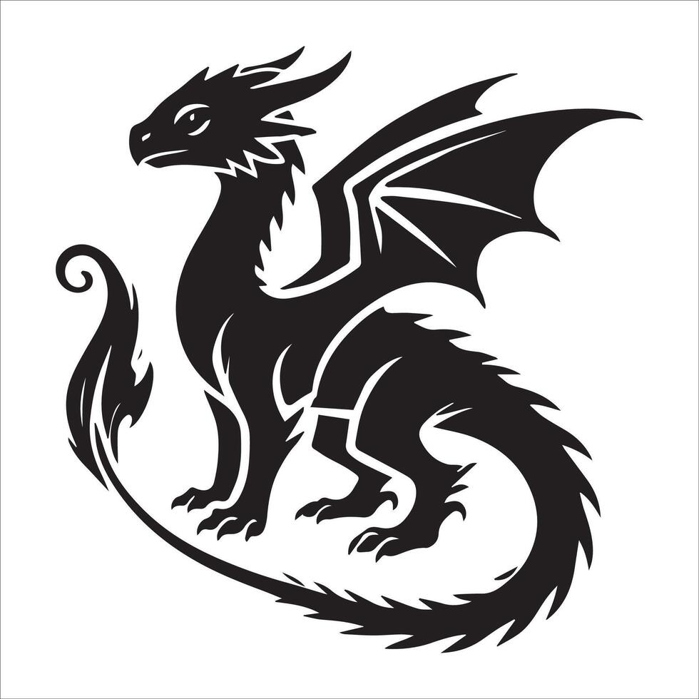 Baby Dragon in a Spiral Outline vector