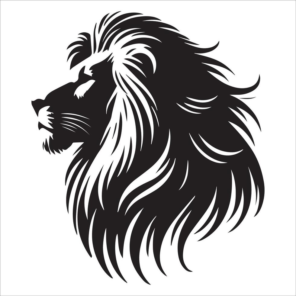 Stealthy Crouching Lion Silhouette Ready to Pounce vector