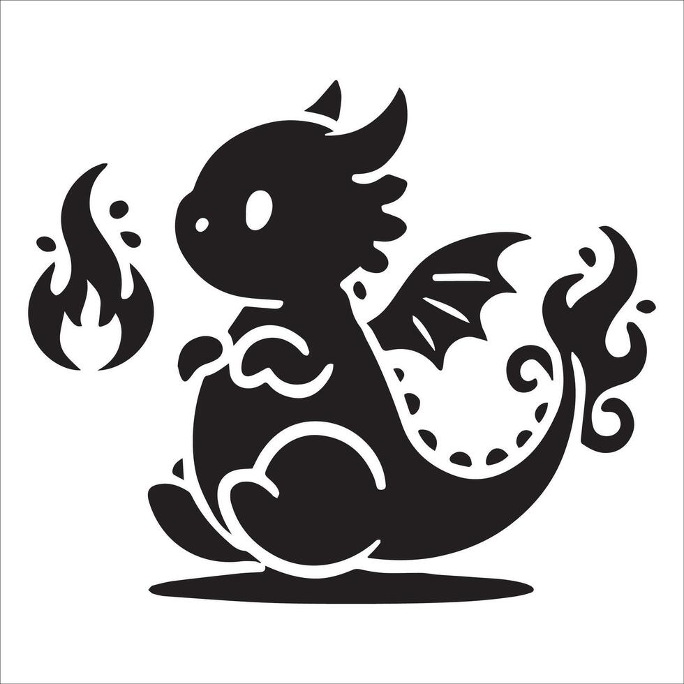 Baby Dragon Outline in Twilight vector