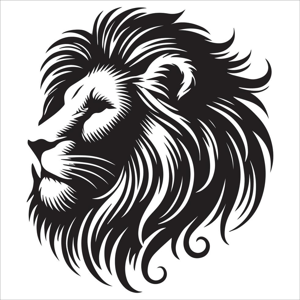 Silent Crouching Lion Silhouette in a Stalking Stance vector