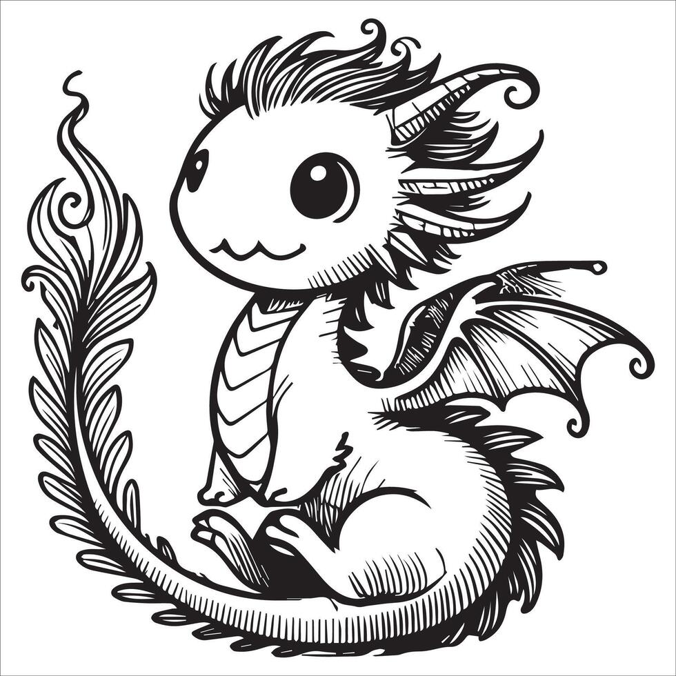 Tiny Baby Dragon Design with Wings vector