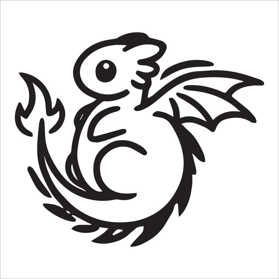 Baby Dragon on a Rock Silhouette vector