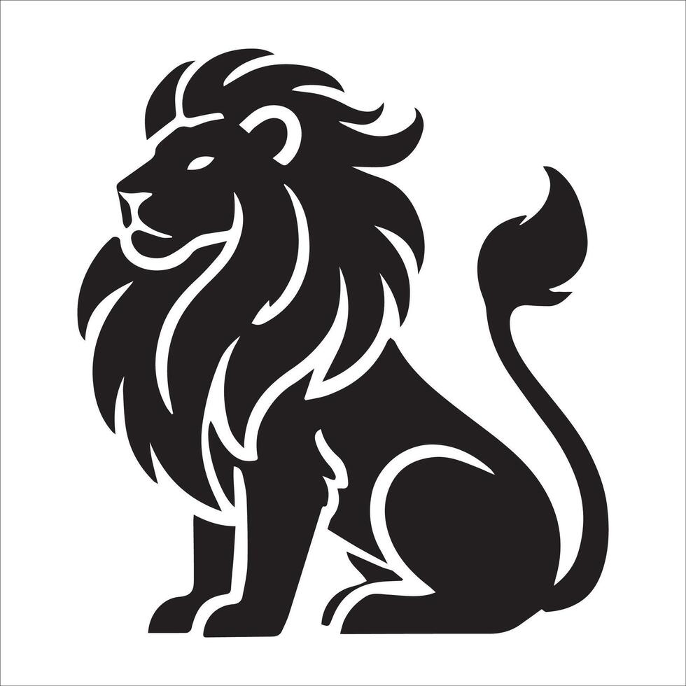 Noble Lion Silhouette in a Sitting Pose vector