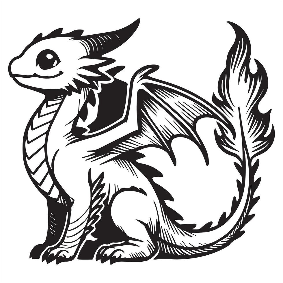 Cute Baby Dragon with Outstretched Wings vector