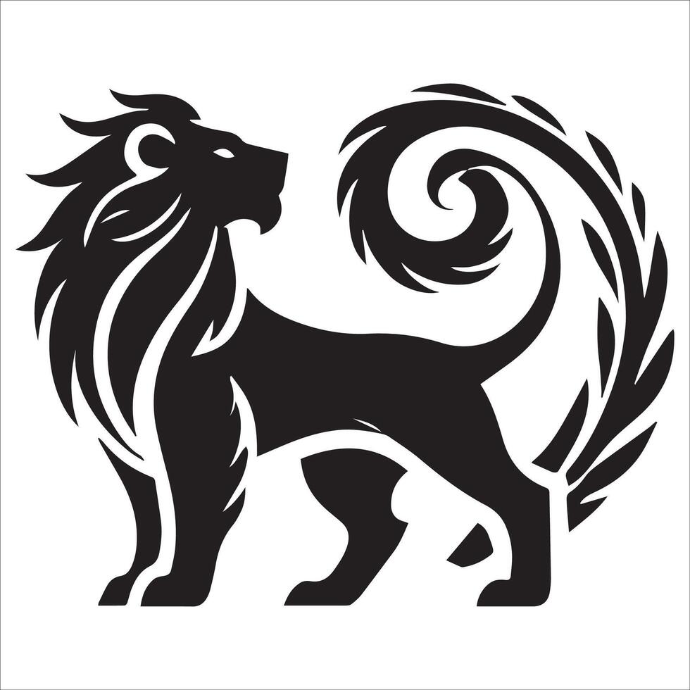 Proud Lion Pose Silhouette vector