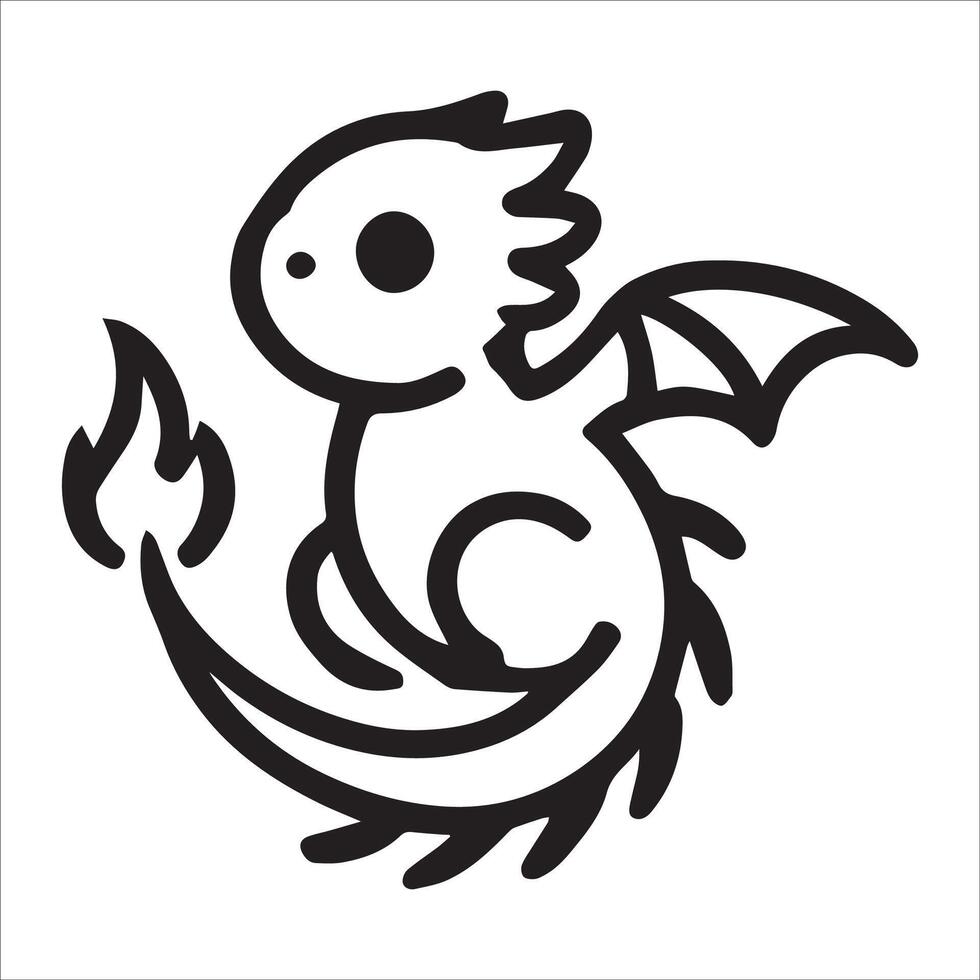 Baby Dragon Outline with Magical Mist vector