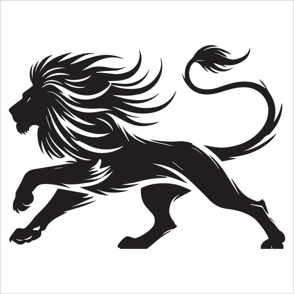 Graceful Lion Silhouette on the Move vector