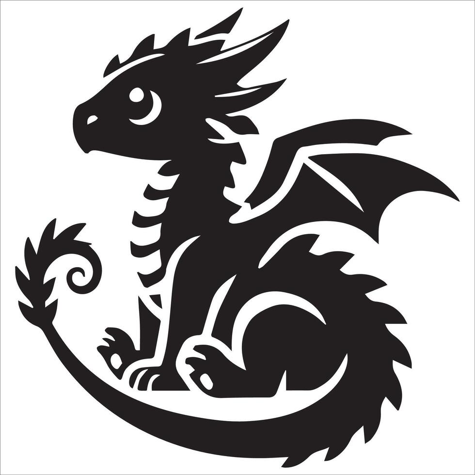 Dark Baby Dragon Silhouette vector