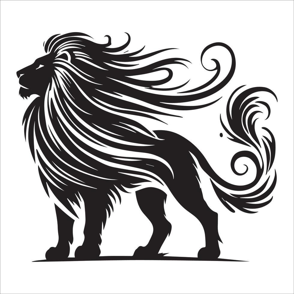 Powerful Lion Silhouette in Mid-Stride vector