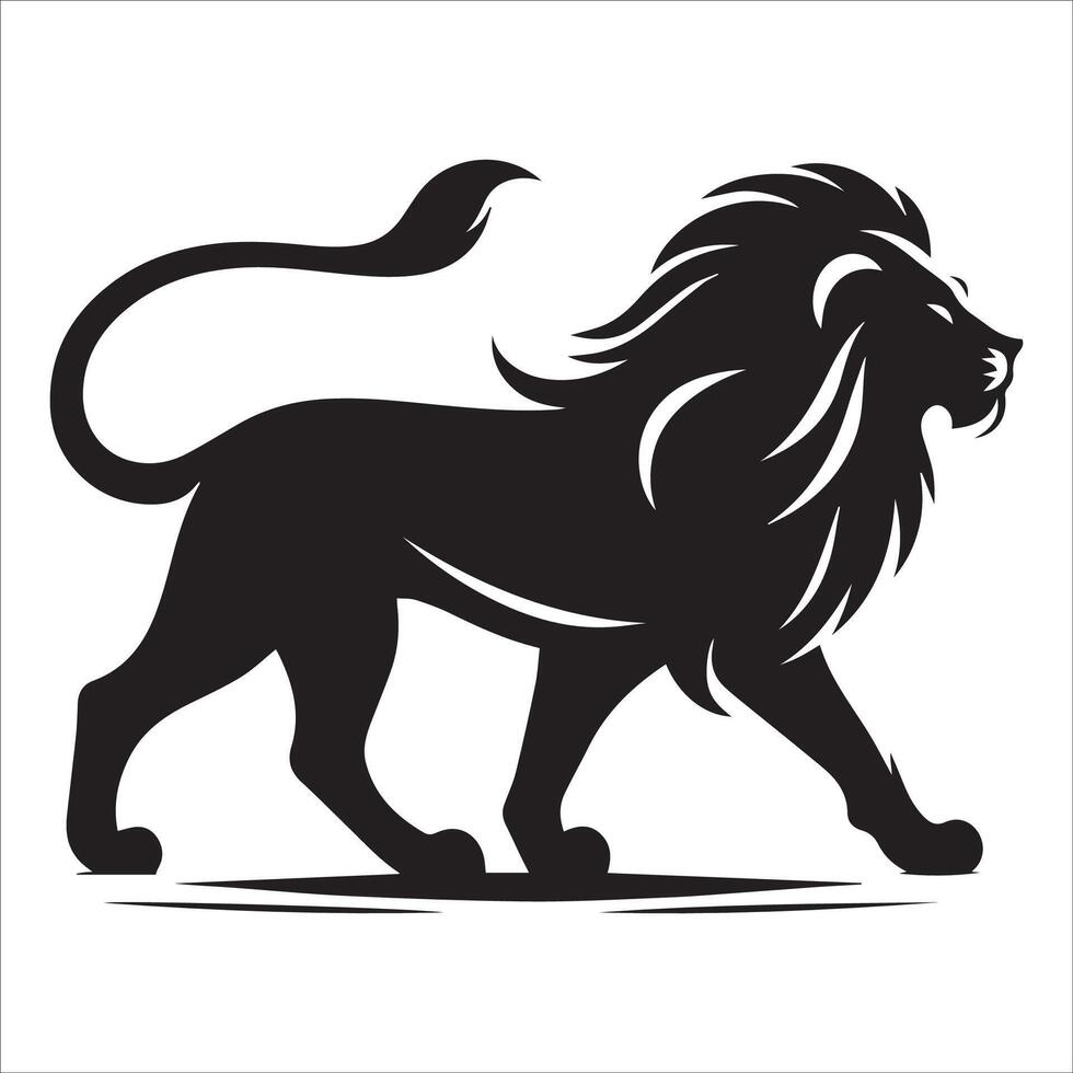Bold Lion Silhouette with a Commanding Walk vector