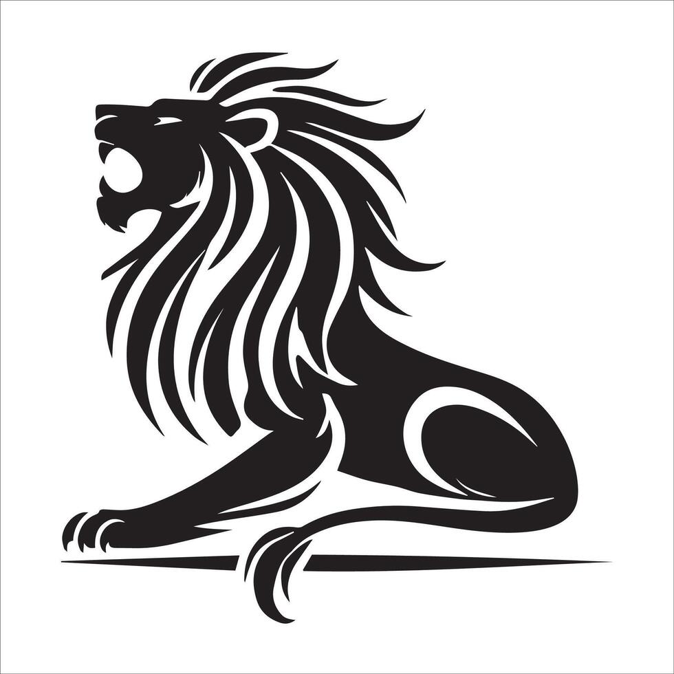 Powerful Lion Silhouette in a Mighty Roar vector