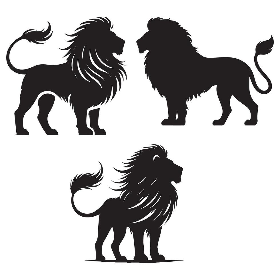 Majestic Lion Stance silhouette Set vector