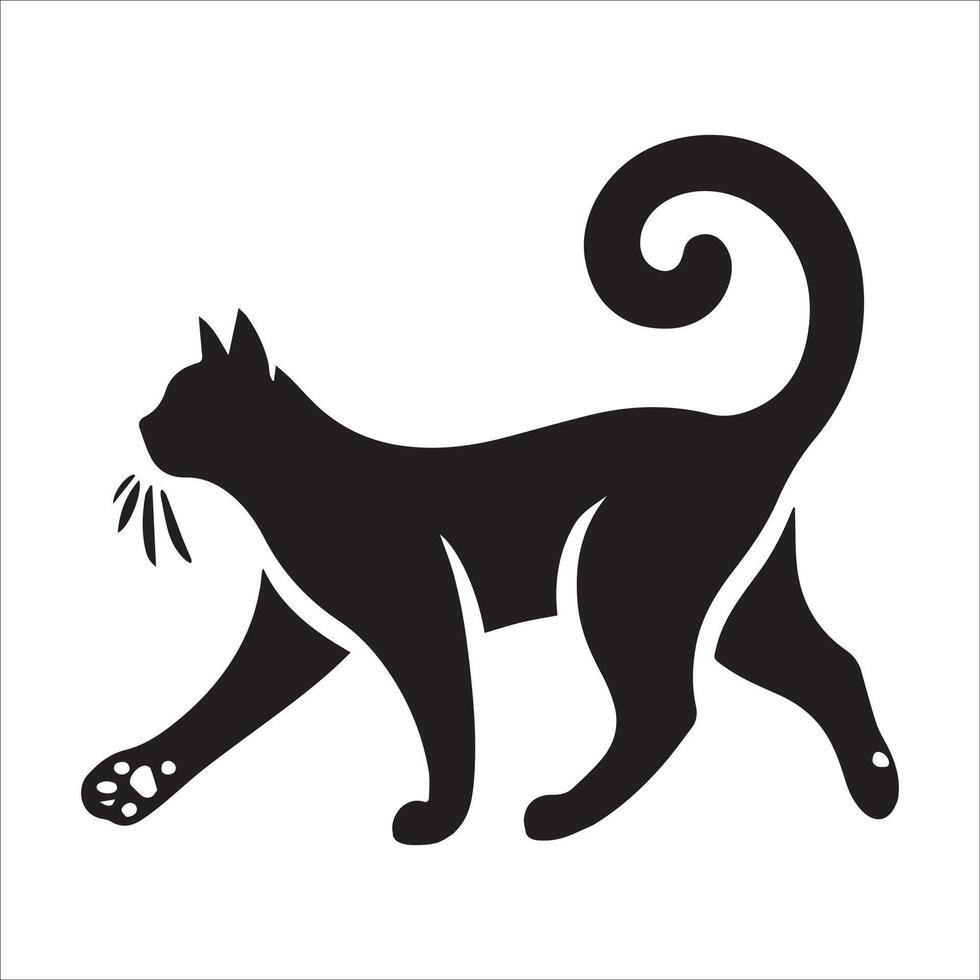 Cat Walking with Tail Raised in Profile vector