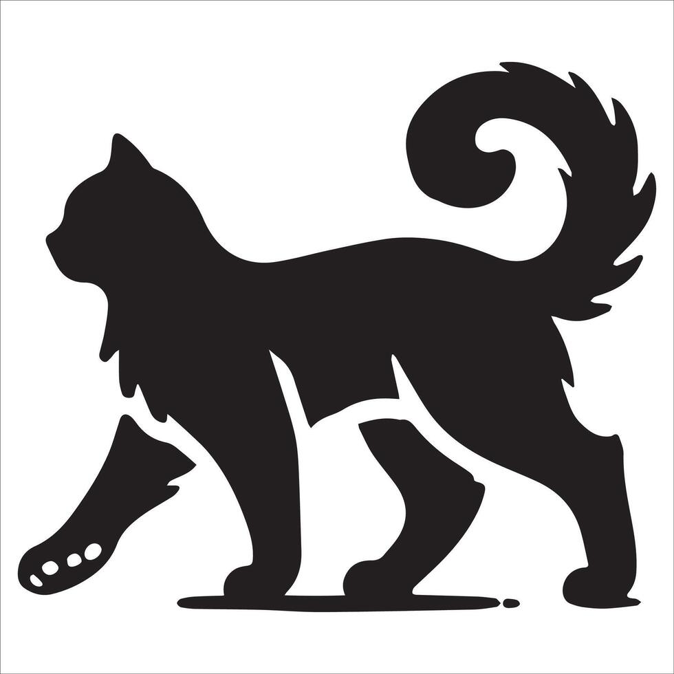 Side View of Walking Cat with Raised Tail vector