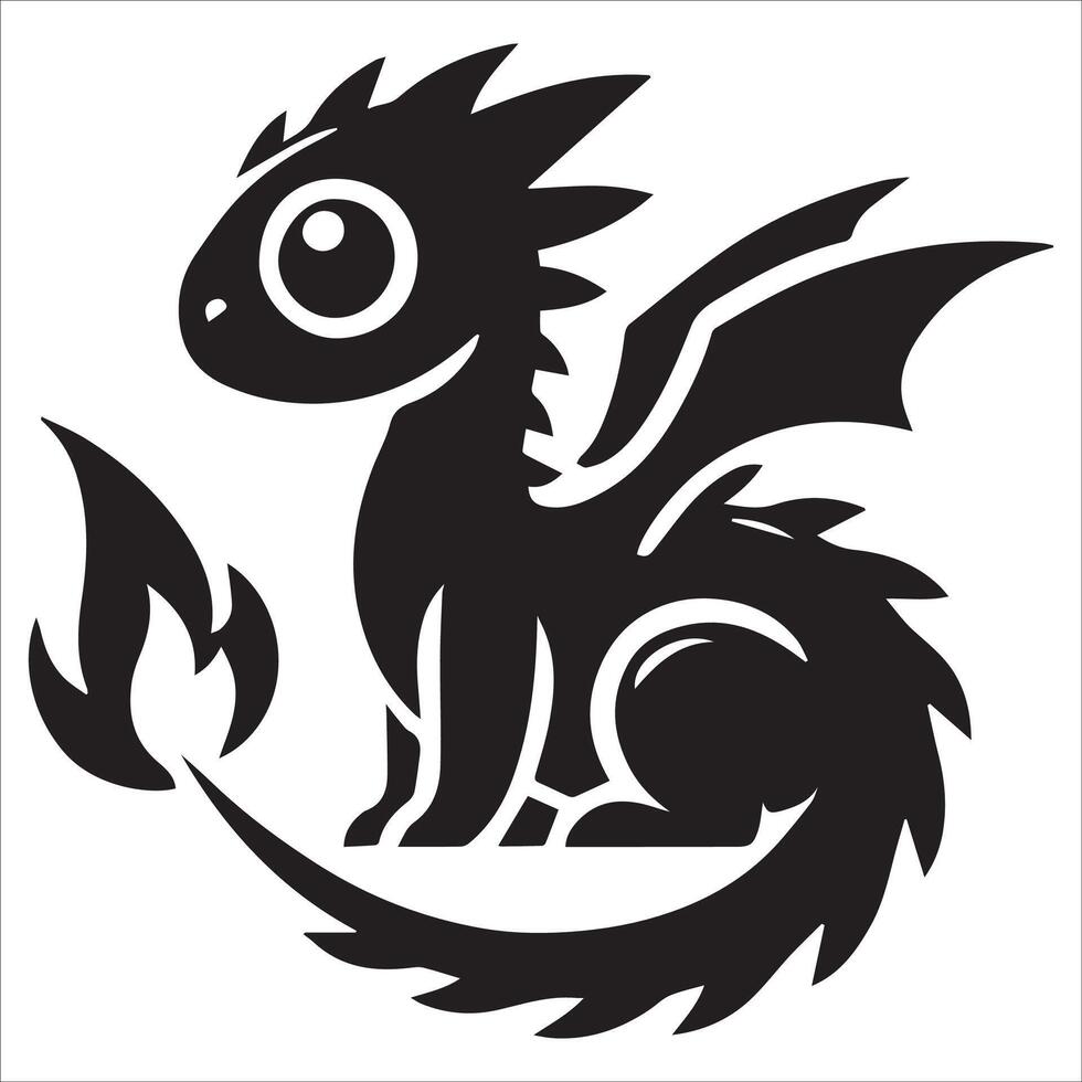 Baby Dragon with Glowing Eyes Silhouette vector