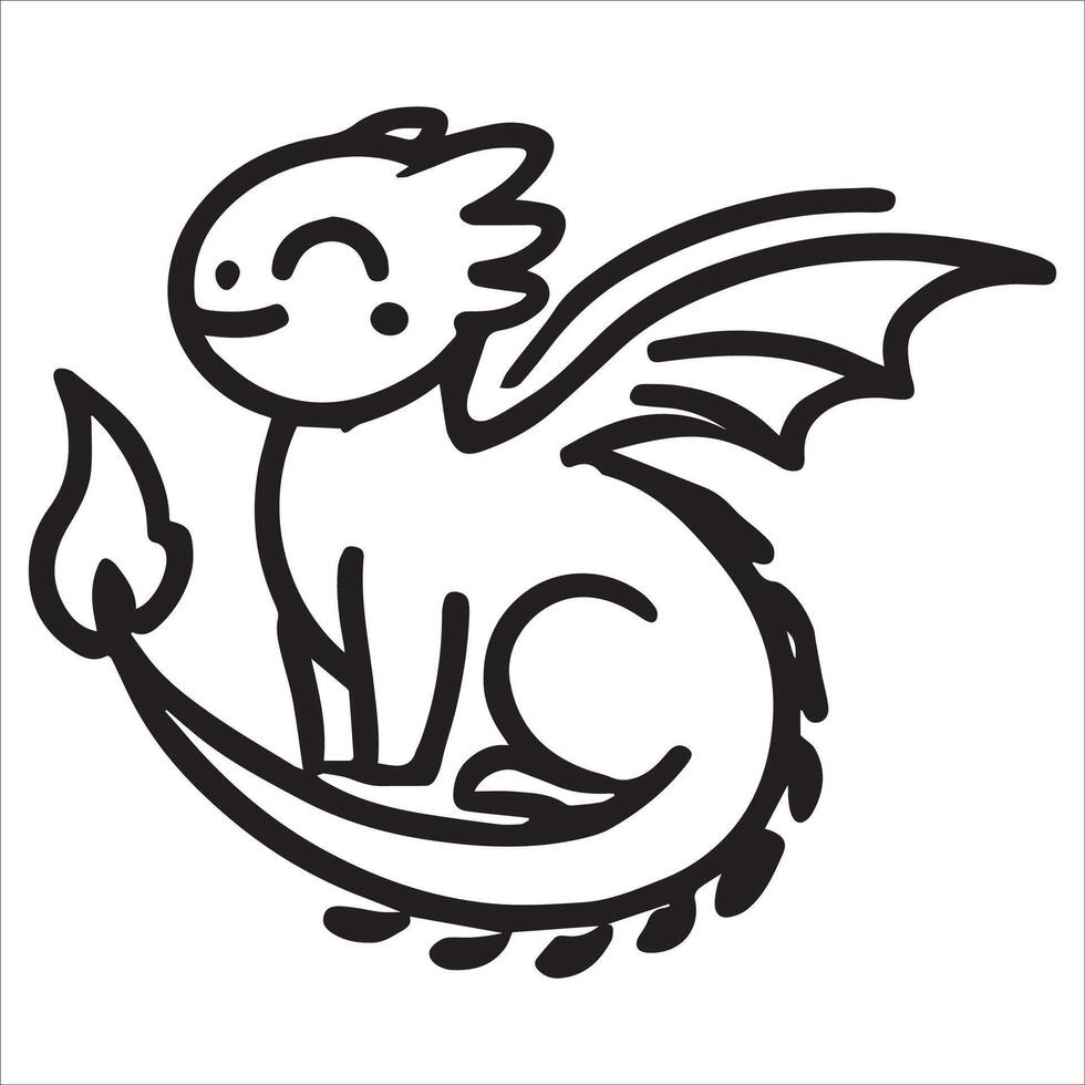 Baby Dragon with a Heart Outline vector
