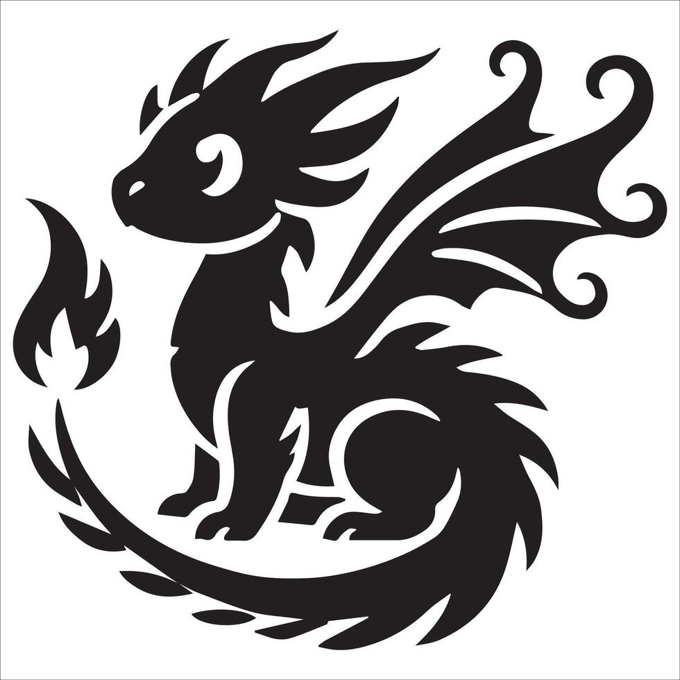 Baby Dragon with Fireball Design vector